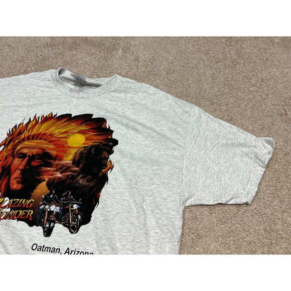 Vintage Thunder Native American Indian Chief Motorcycle Biker T-Shirt Tee 2XL - Picture 5 of 6